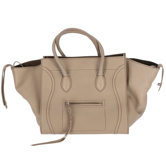 CELINE Luggage Small Square Phantom Tote Bag Beige Leather - Picture 1 of 9